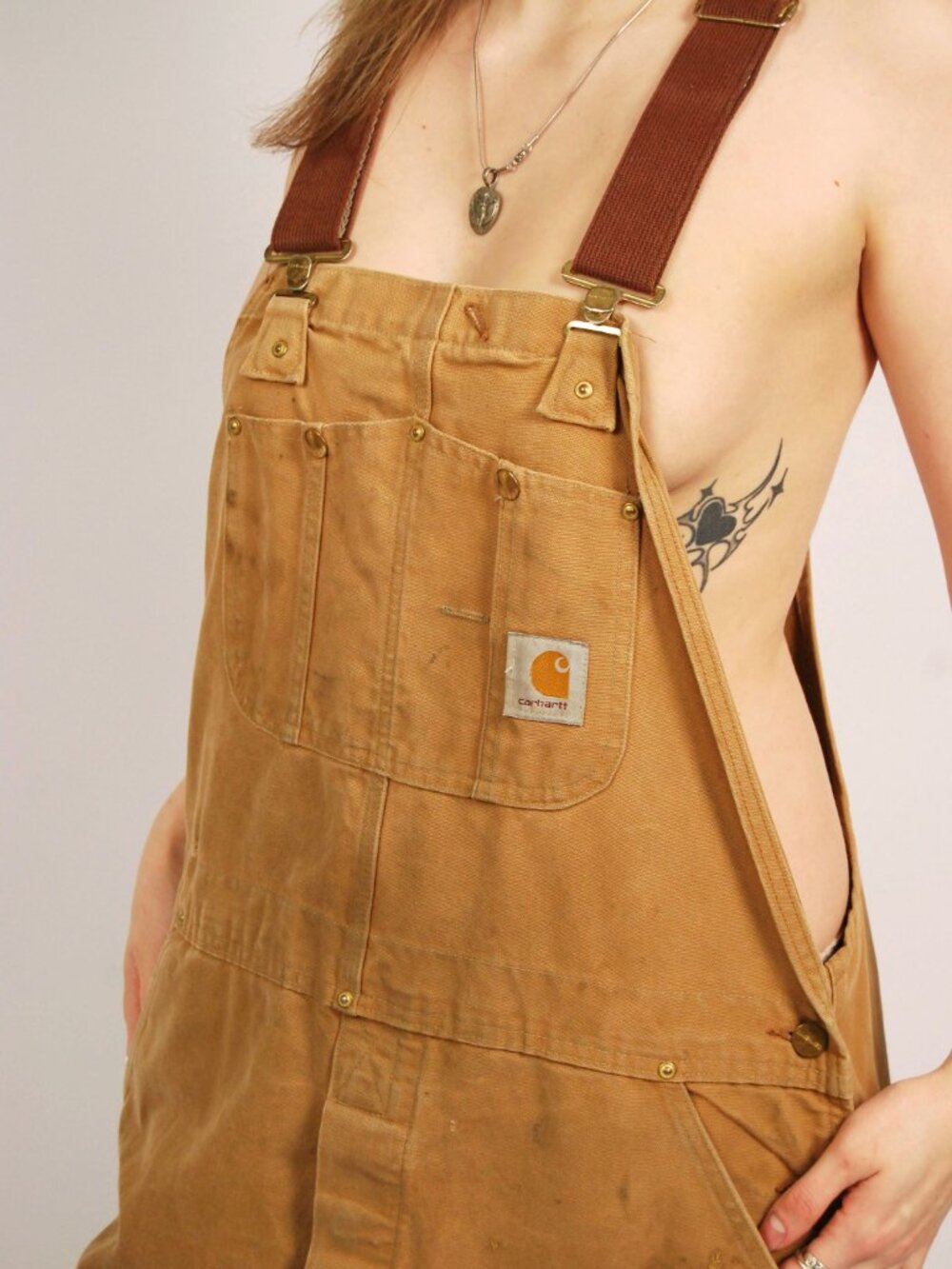 Y2K Carhartt Overalls (XXL) tan vintage mens pant cargo utility double knee cool - Picture 7 of 9